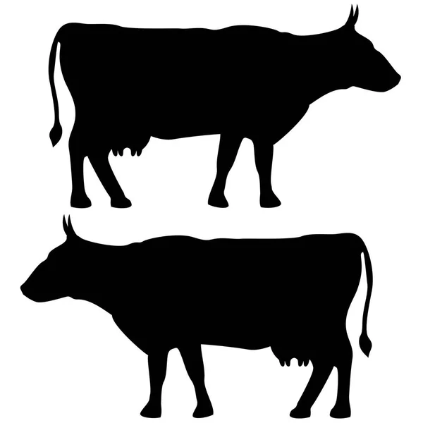 Ko-ikonen svart färguppsättning platt illustration — Stock vektor