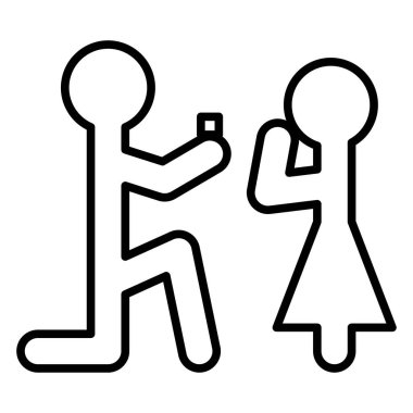 Adam bir teklif yapar kadın sopa simge siyah