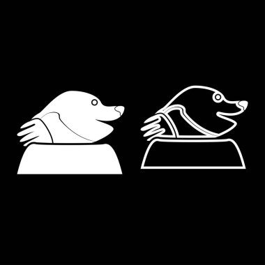 Beyaz renk düz stil basit görüntü illüstrasyon köstebek Bahçe zanaat simgesi ayarla