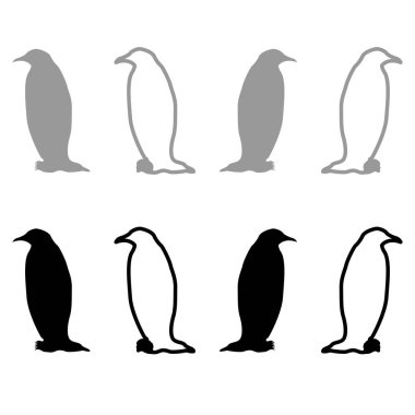 Penguen Iconset gri siyah renk illüstrasyon