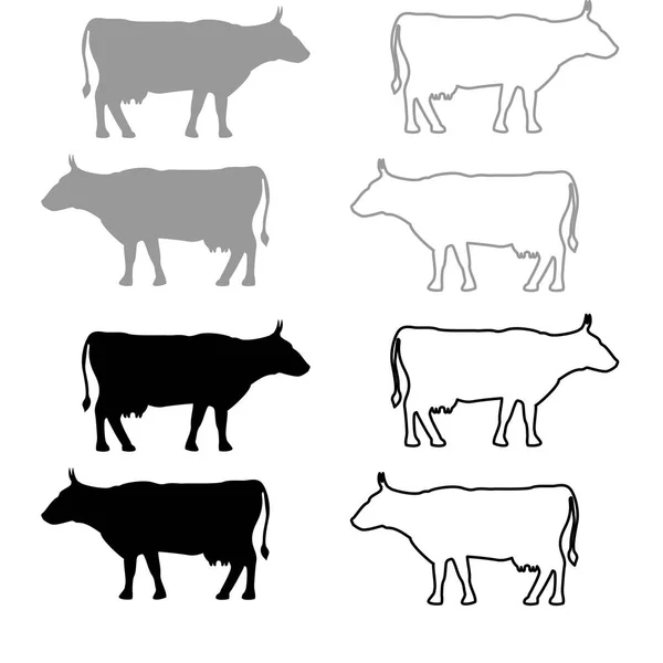 Vaca iconset gris negro Ilustración — Archivo Imágenes Vectoriales