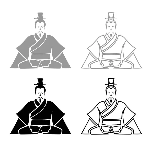 Împărat al Chinei iconset gri culoare neagră Ilustrație — Vector de stoc