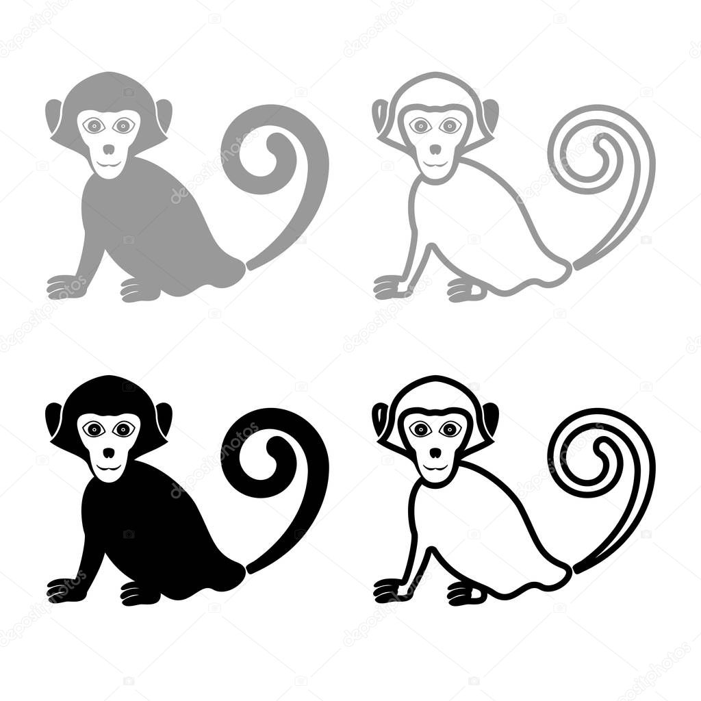 Monkey iconset grey black color Illustration