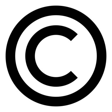 Telif hakkı simgesi simge siyah renk düz stil basit görüntü illüstrasyon