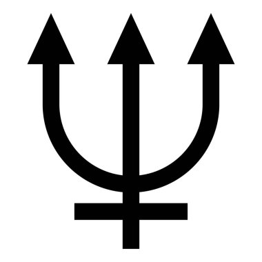 Neptune sembol simge siyah renk illüstrasyon düz stil basit resim