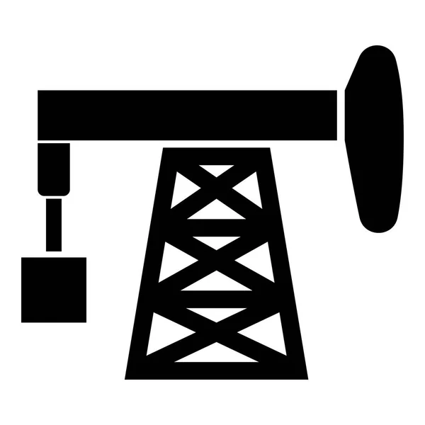 Pompe à pétrole icône noir couleur illustration style plat image simple — Image vectorielle