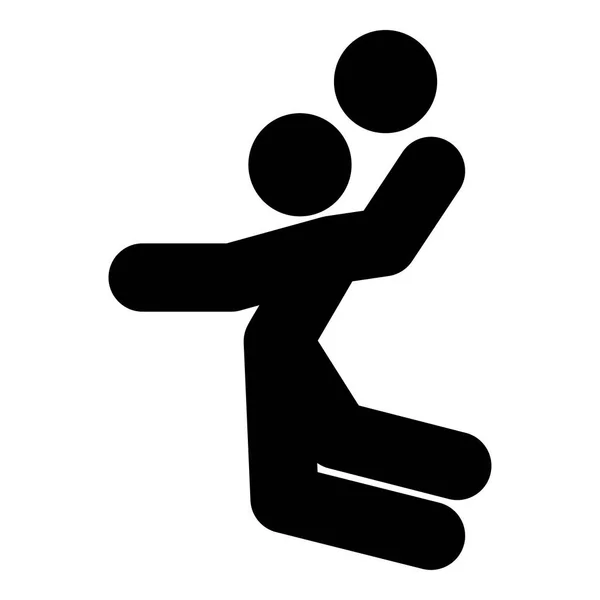Siatkarz lub koszykarz z piłka trzymać ikona kolor czarny ilustracja płaski prosty obraz — Wektor stockowy