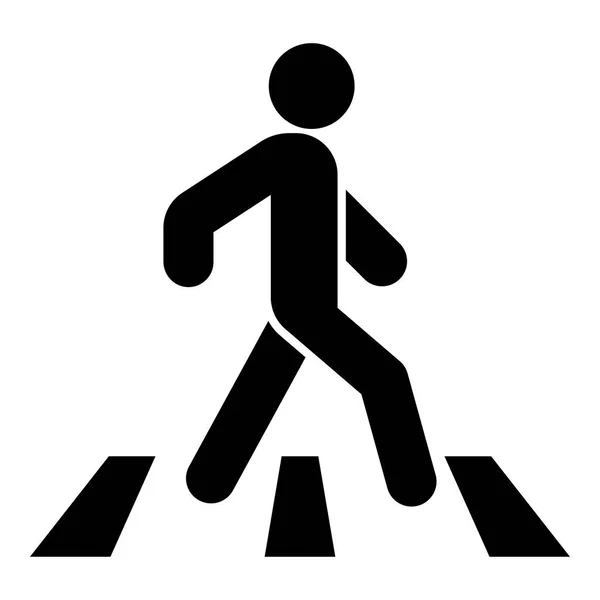 Fußgänger auf Zebrastreifen Symbol schwarze Farbe Illustration flachen Stil einfaches Bild — Stockvektor