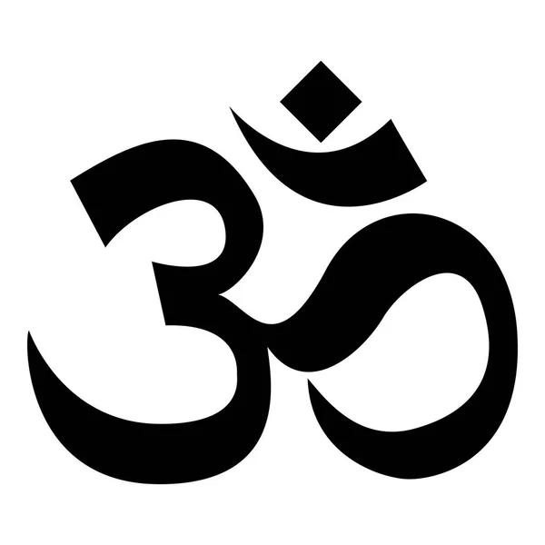 Induism シンボル Om 記号アイコン ブラック カラー イラスト フラット スタイル シンプルなイメージ — ストックベクタ