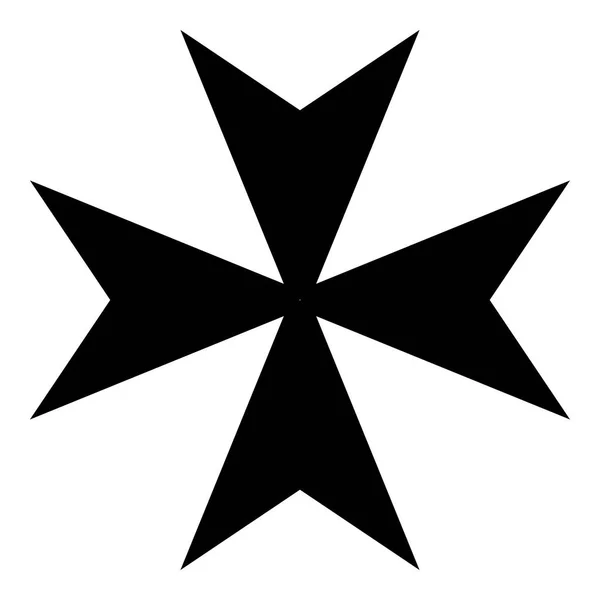 Maltesisch Kreuz Symbol schwarze Farbe Illustration flachen Stil einfaches Bild — Stockvektor