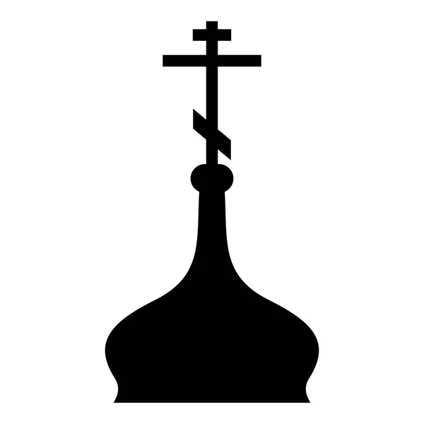 Kuppel Ortodox Kirche Ikone schwarz Farbe Illustration flachen Stil einfaches Bild — Stockvektor