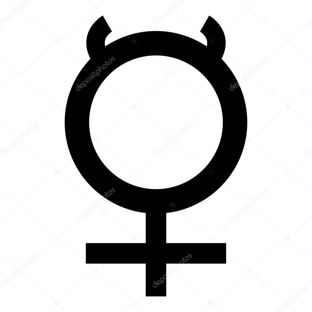 Mercury symbol icon black color illustration flat style simple image