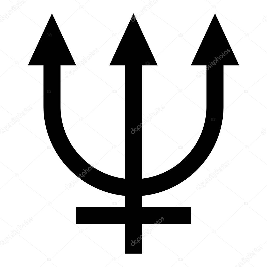 Neptune symbol icon black color illustration flat style simple image
