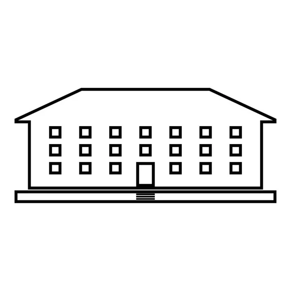 Icono del edificio de la escuela ilustración en color negro estilo plano imagen simple — Vector de stock