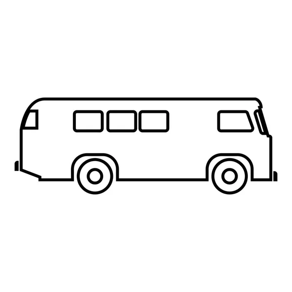 Αναδρομικό λεωφορείο εικονίδιο μαύρο χρώμα απεικόνιση επίπεδη στυλ απλή εικόνα — Διανυσματικό Αρχείο