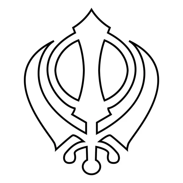 Khanda symbol sikhi zeichen symbol schwarze farbe illustration flachen stil einfaches bild — Stockvektor