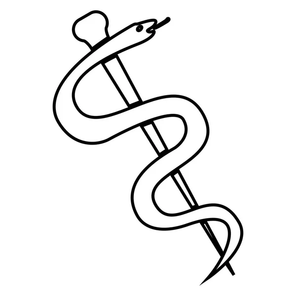 Caduceus eller personal Asclepius symbol ikonen svart färg illustration platt stil enkel bild — Stock vektor