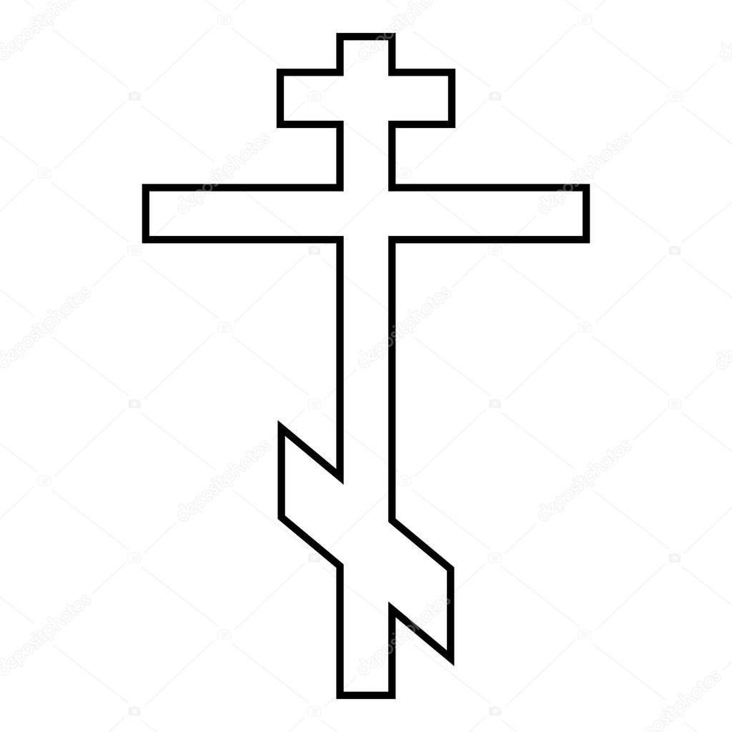 Cross eight-pointed of Greek-Catholic Orthodox icon black color illustration flat style simple image