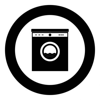 Çamaşır makinesi siyah daire içinde simge renk ya da yuvarlak