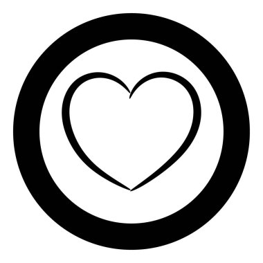 Daire içinde siyah renk simgesi kalp veya yuvarlak