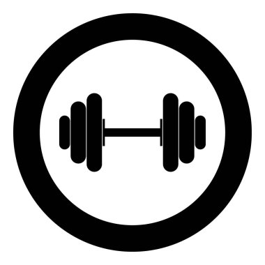Dumbbell simge daire veya yuvarlak renk siyah