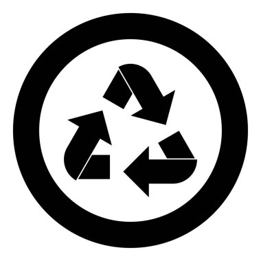 Siyah bir daire içinde okları geri dönüşüm simgesini daire içinde renk ya da yuvarlak