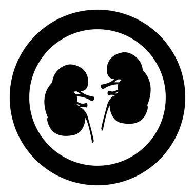 Böbrek simge daire veya yuvarlak renk siyah