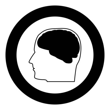 Beyin ile siyah renk simgesi Daire Başkanı veya yuvarlak