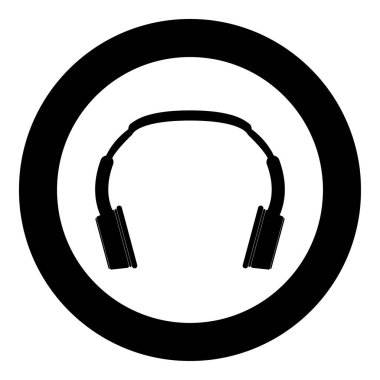 Kulaklık siyah renk simge daire veya yuvarlak