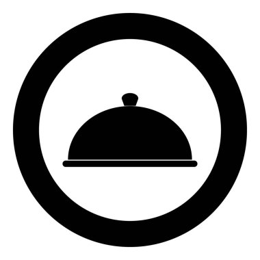 Siyah renk simgesi bir dairede bulaşık veya yuvarlak