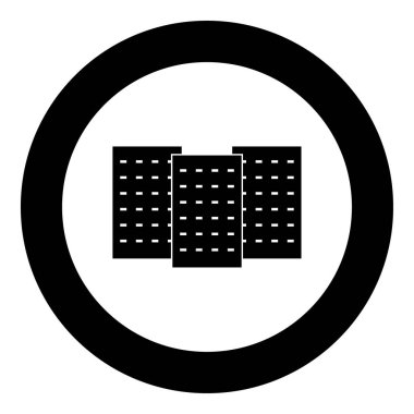 Üç daire veya yuvarlak siyah renk simgesini bina