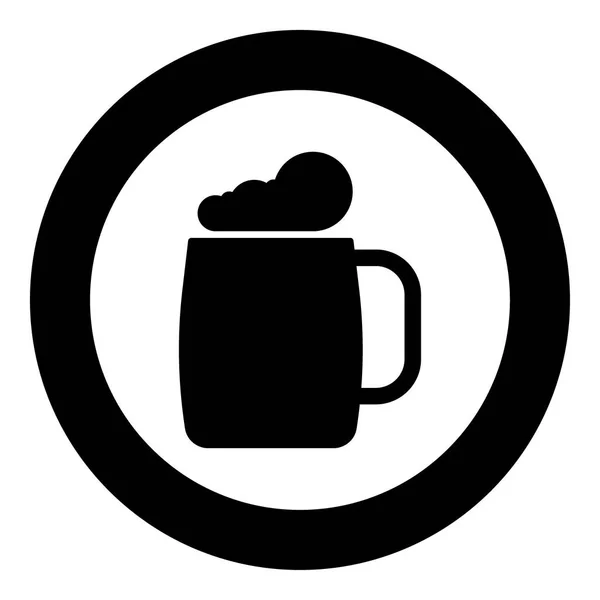 Vaso de cerveza el icono de color negro en círculo o redondo — Vector de stock