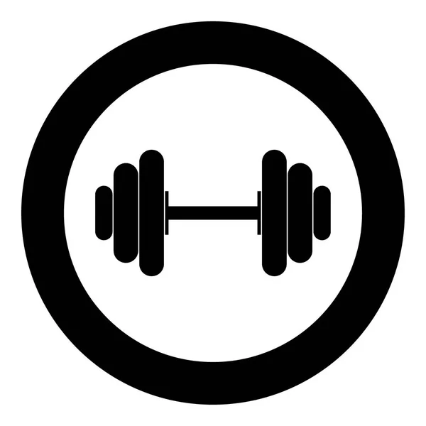 Dumbbell the black color icon  in circle or round — Stock Vector