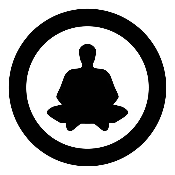 Méditation homme l'icône de couleur noire en cercle ou rond — Image vectorielle