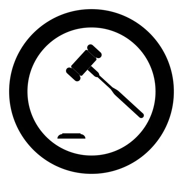 El martillo judicial el icono de color negro en círculo o redondo — Vector de stock