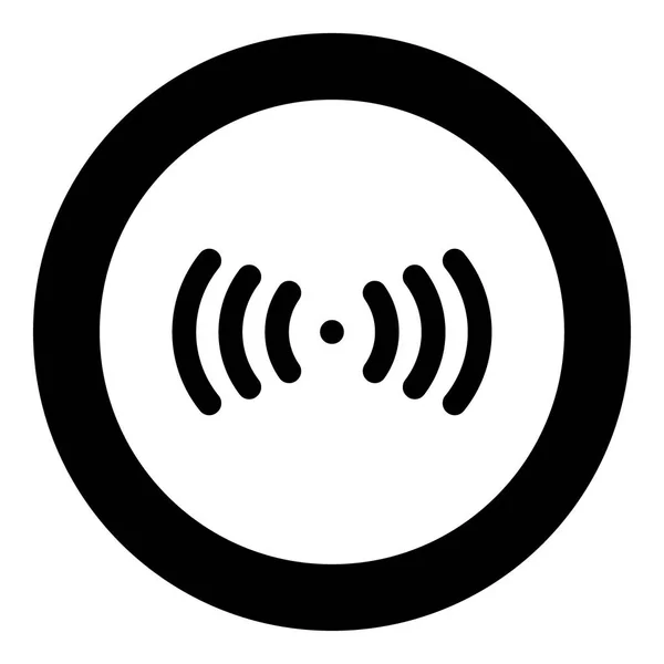 Radio signal ikonen svart färg i cirkel eller runda — Stock vektor