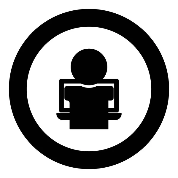 Hombre en el cuaderno el icono de color negro en círculo o redondo — Vector de stock