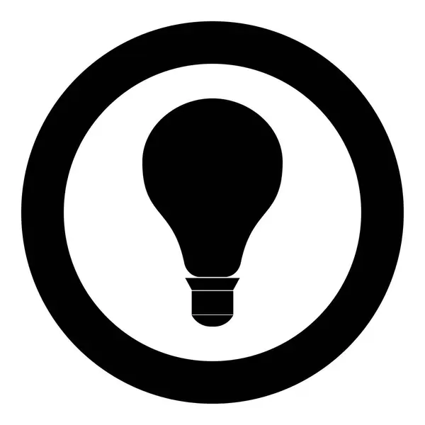 Лампочка піктограми чорного кольору в колі або круглому — стоковий вектор