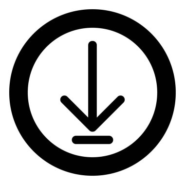 Aşağı ok veya yük daire içinde siyah renk simgesi simge veya yuvarlak