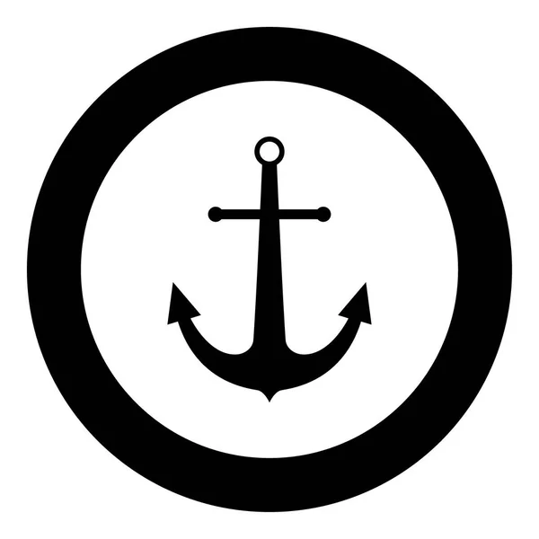 Морський якір значок чорного кольору в колі або круглому — стоковий вектор