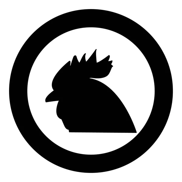 Kohouta hlava černá barva ikony v kruhu nebo kolo — Stockový vektor