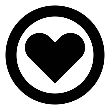 Kalp simgesi siyah renkli daire içinde