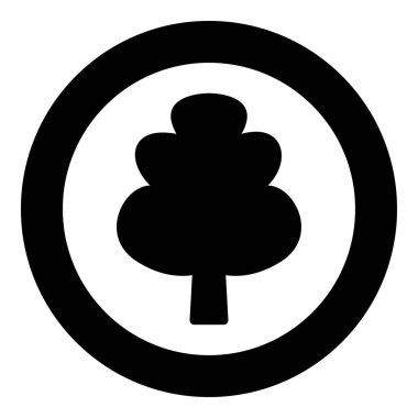 Ağaç simgesiyle siyah renkli daire içinde