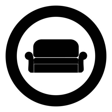 Kanepe simge siyah renkli daire içinde