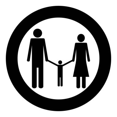 Aile simge siyah renkli daire içinde