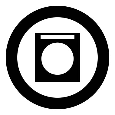 Çamaşır makinesi simge siyah renkli daire içinde