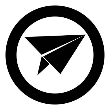 Kağıt Uçak simgesi siyah renkli daire içinde