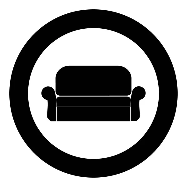 Καναπές εικονίδιο μαύρο χρώμα σε κύκλο — Διανυσματικό Αρχείο