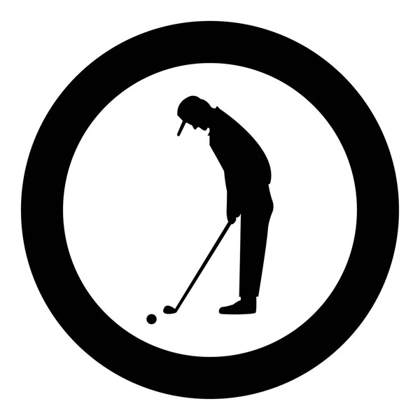 Golfer  icon black color in circle — Stock Vector