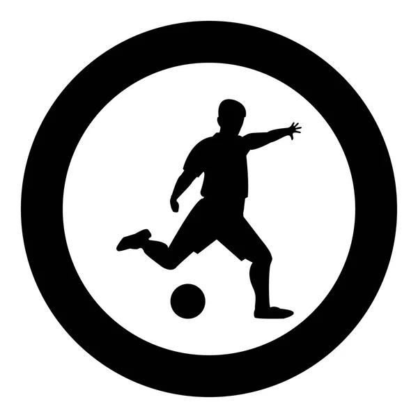 Voetballer pictogram zwarte kleur in cirkel — Stockvector